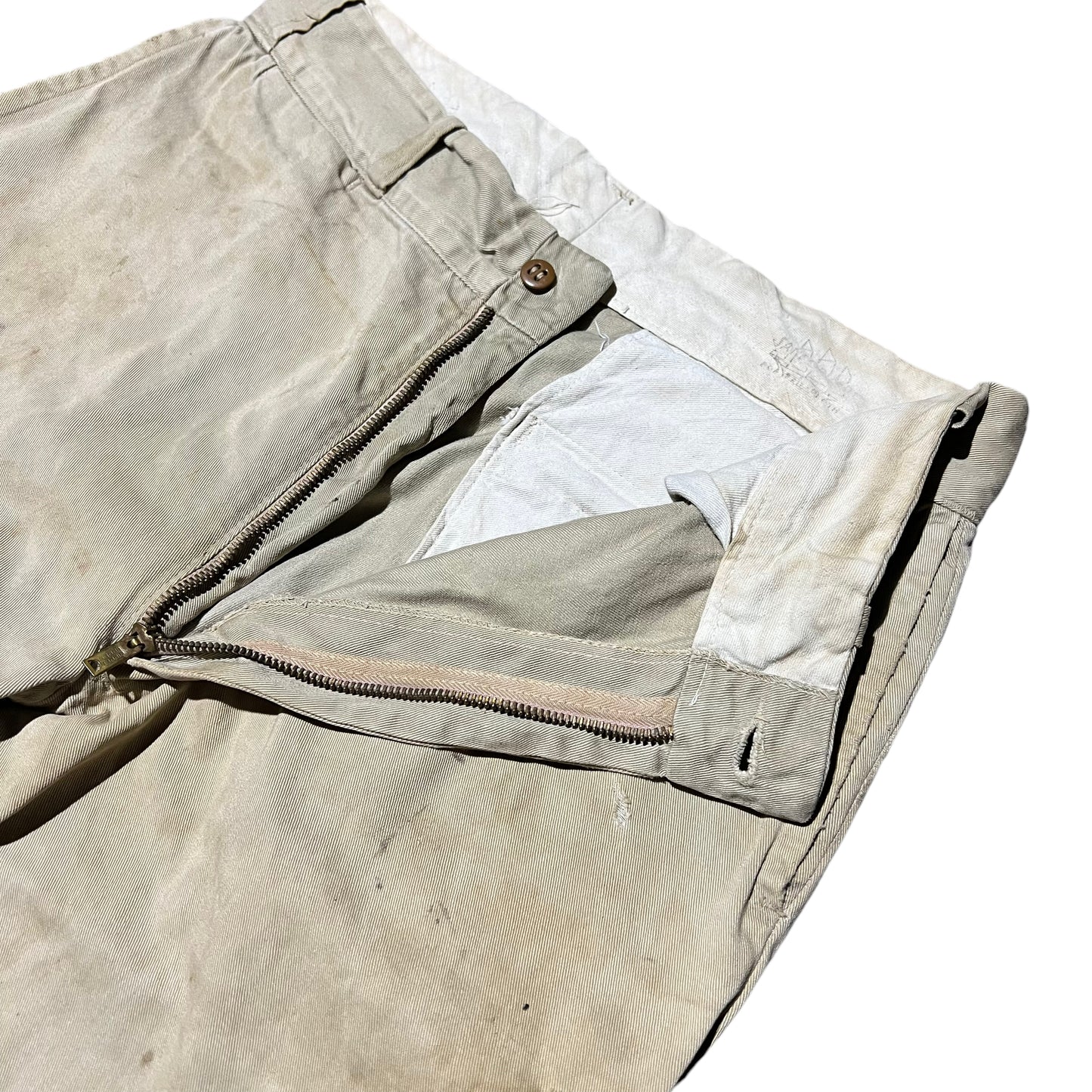 1950s Khaki sail cloth chino work pants (32w)