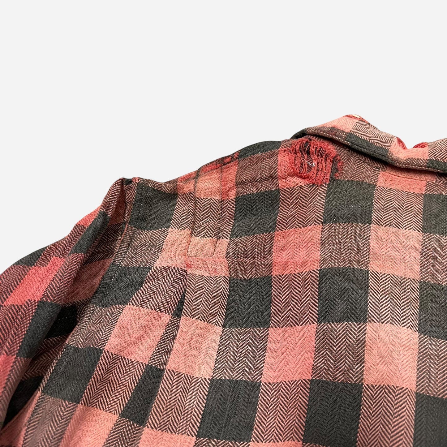 1950s Cotton black & red flannel loop collar shirt (L)