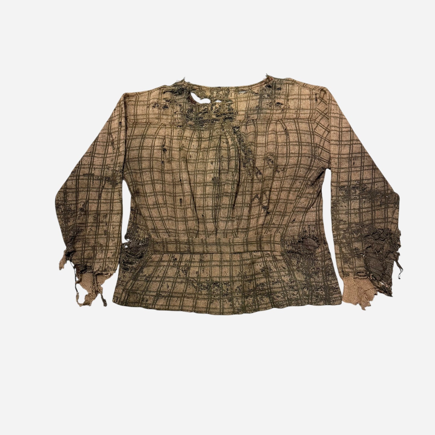 1940s Mohair pattern belt back knit sweater (M/L)