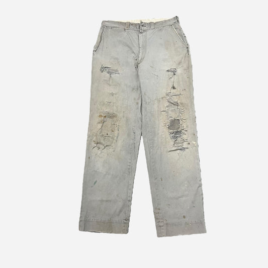 1950s Big Mac heavily repaired gray work chinos (32w)