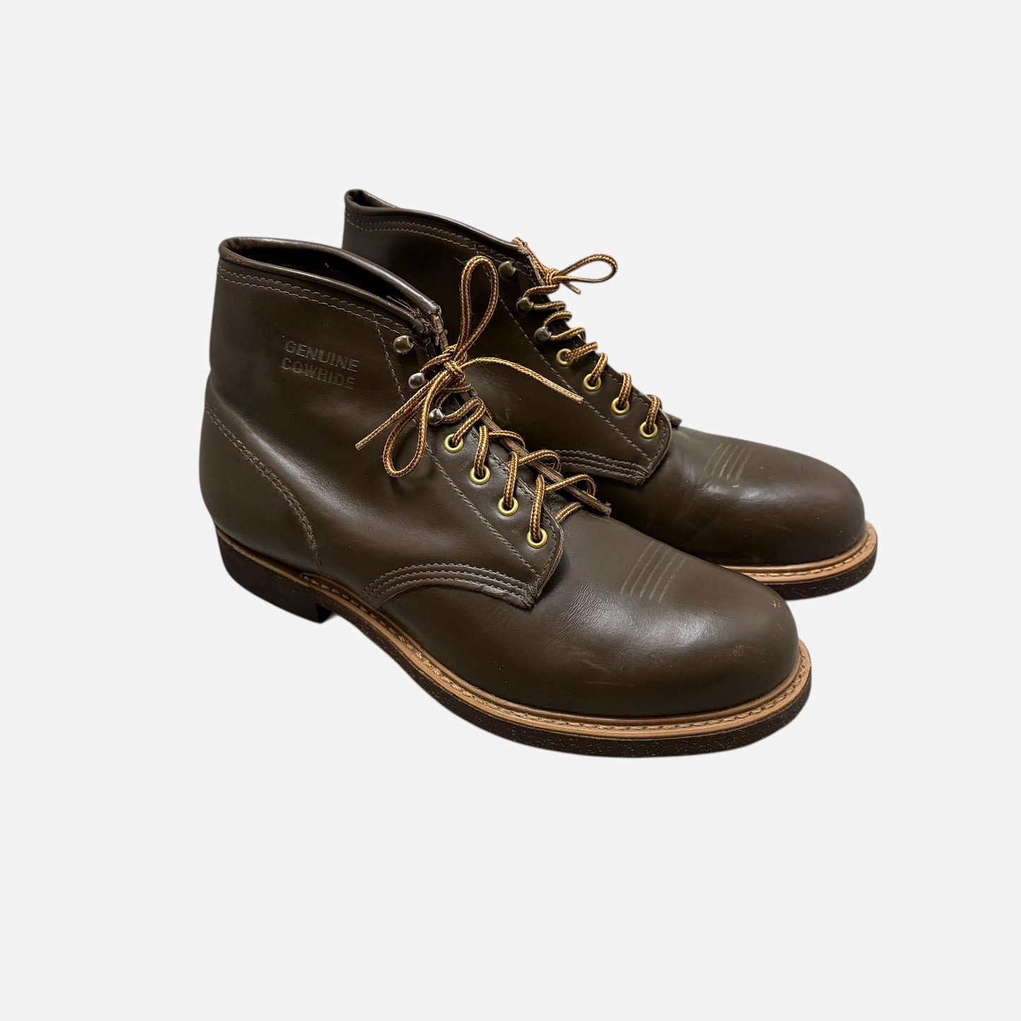 1940s 1950s NOS Lion Brand cowhide leather cork sole work boots (M10.5)