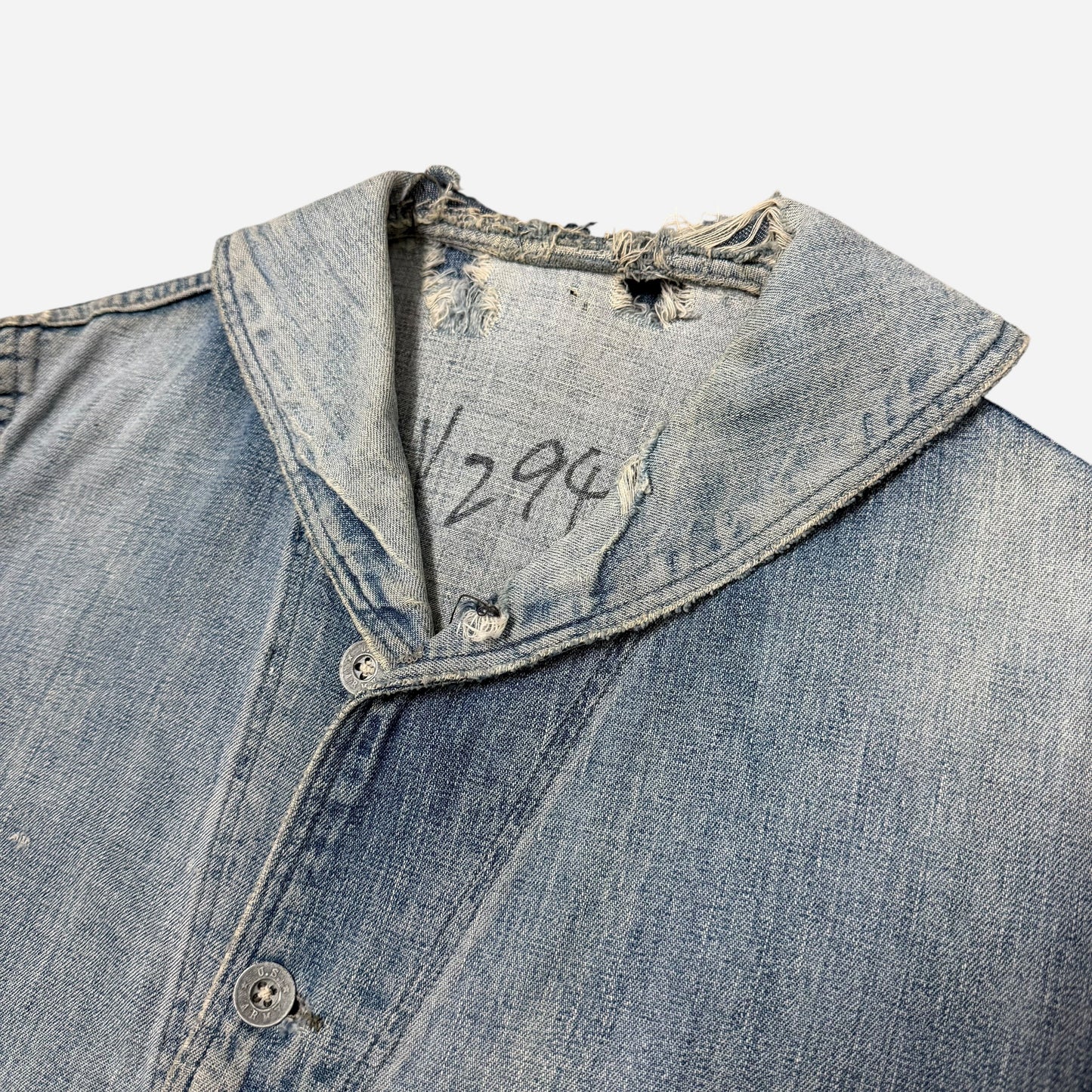1940s USN denim shawl collar zinc button jacket (M)