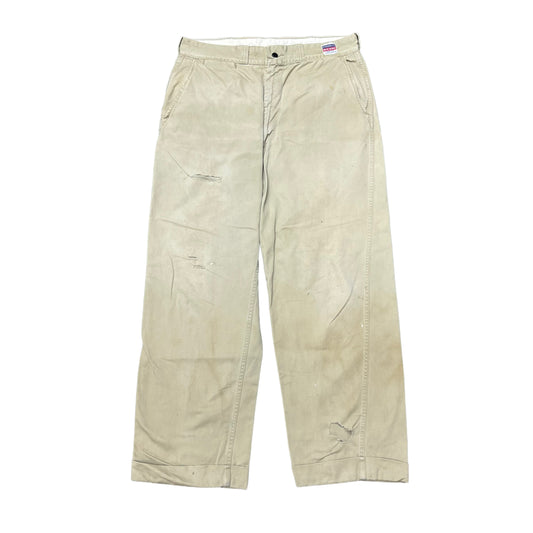 1950s Pennys Big Mac khaki boatsail cloth work pants (33w)