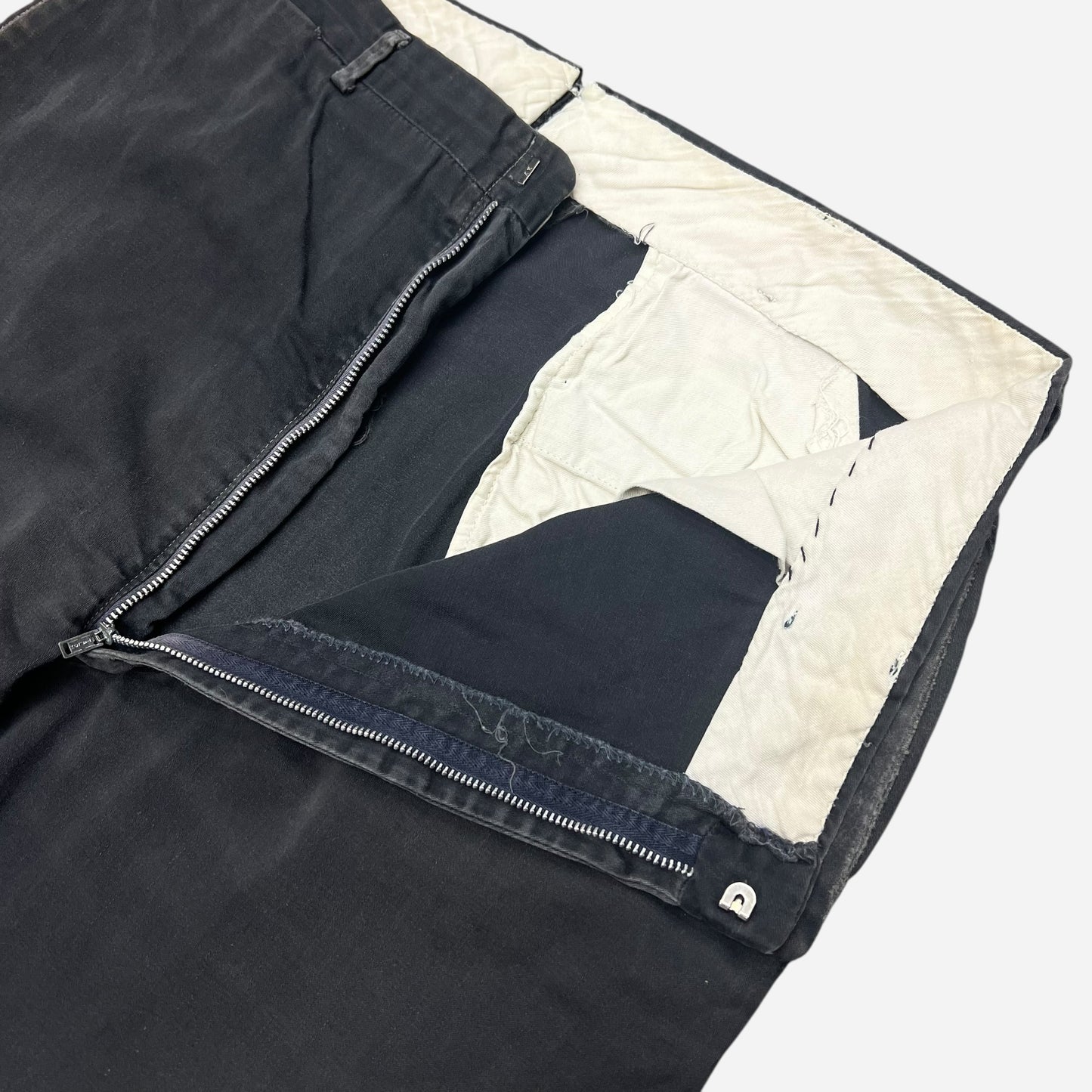 1950s Black cotton buckle back work pants (33w)