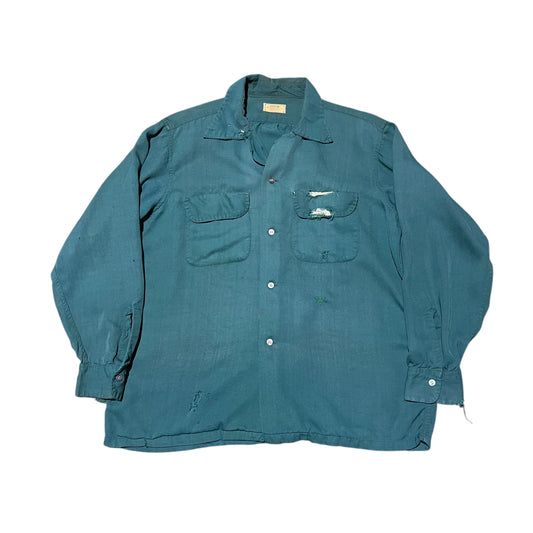 1950s Green rayon loop collar shirt (L/XL)