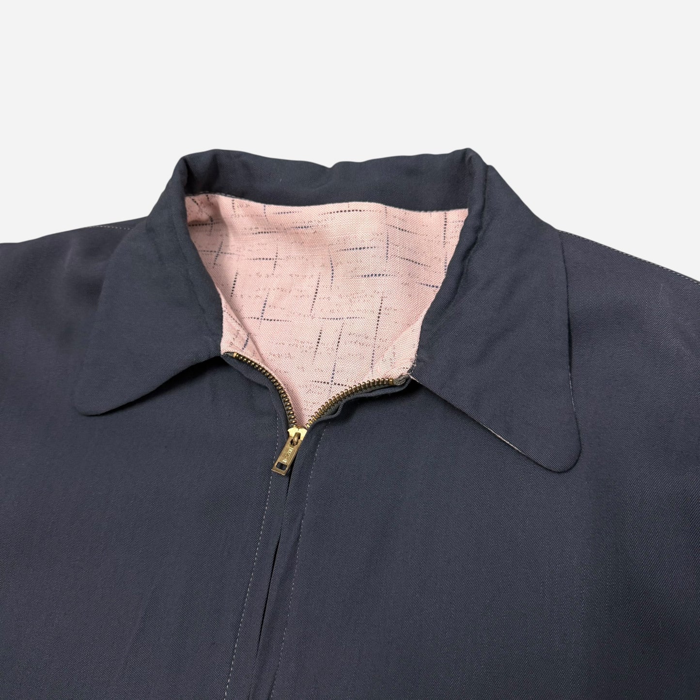 1940s Montgomery Ward pink/gray fleck cotton/rayon reversible ricky jacket (M/L)