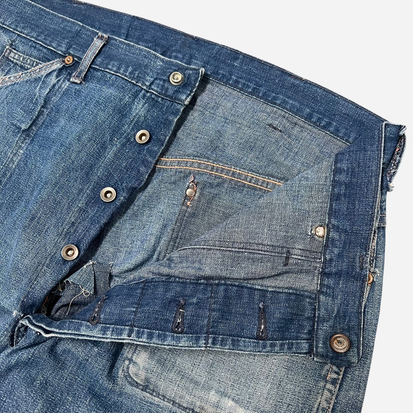 1940s Fatigue pocket donut button fly jeans (33w)