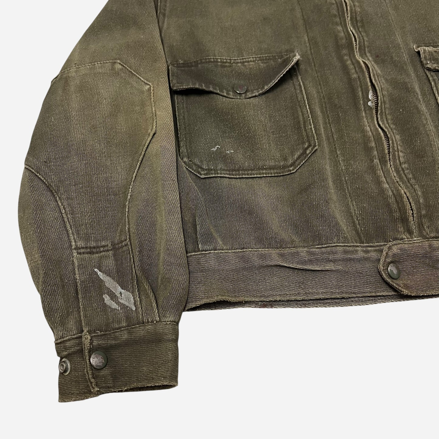1940s Dubbleware green cotton whipcord cropped work jacket (L/XL)
