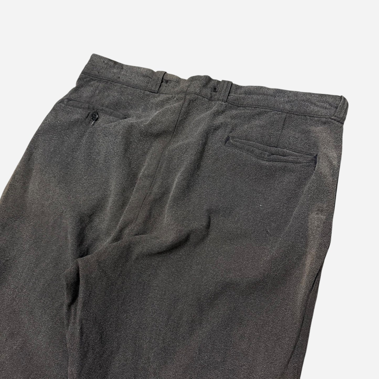 1950s Salt & pepper cotton sail cloth button fly work pants (36w)