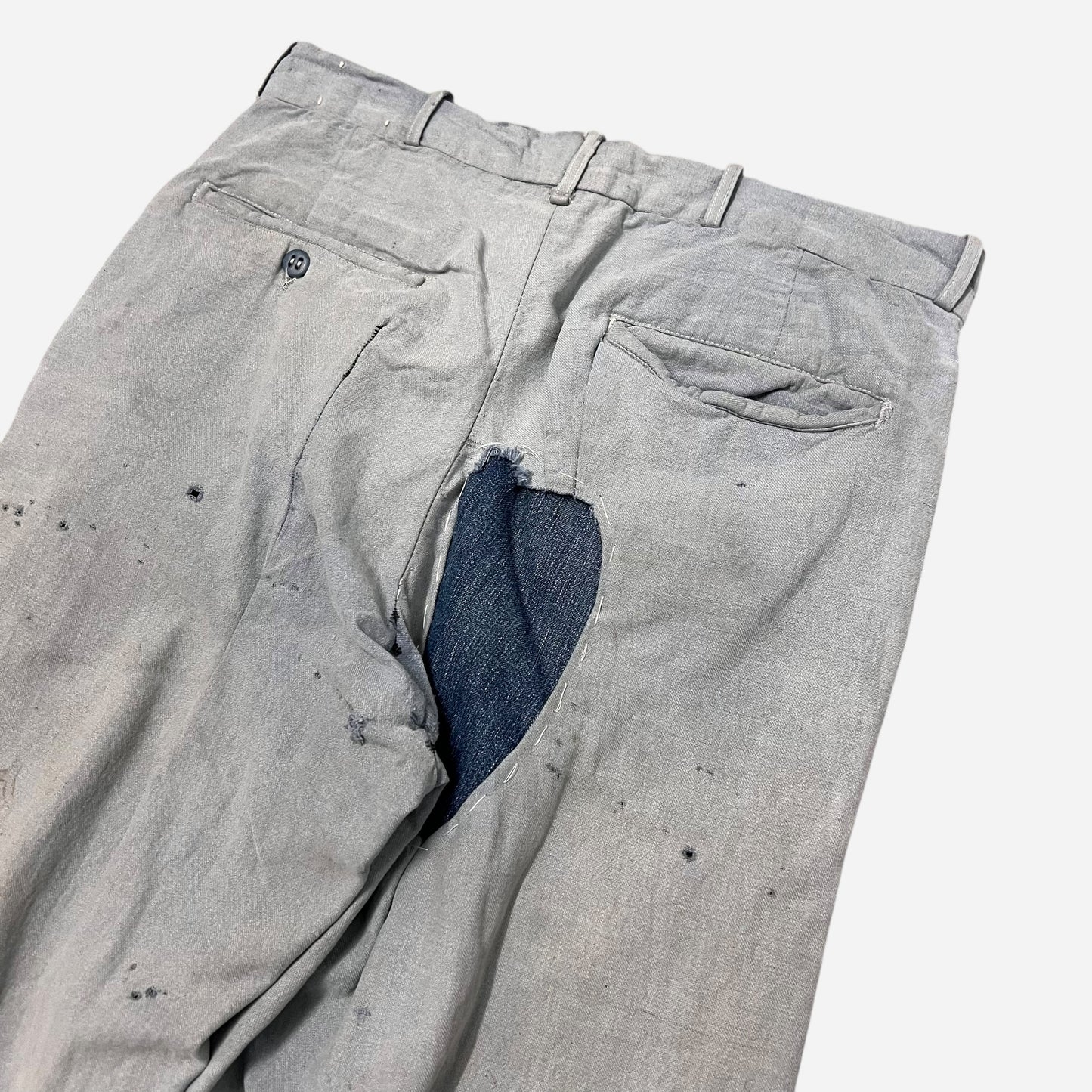 1940s Blue chambray button fly pants (29w)