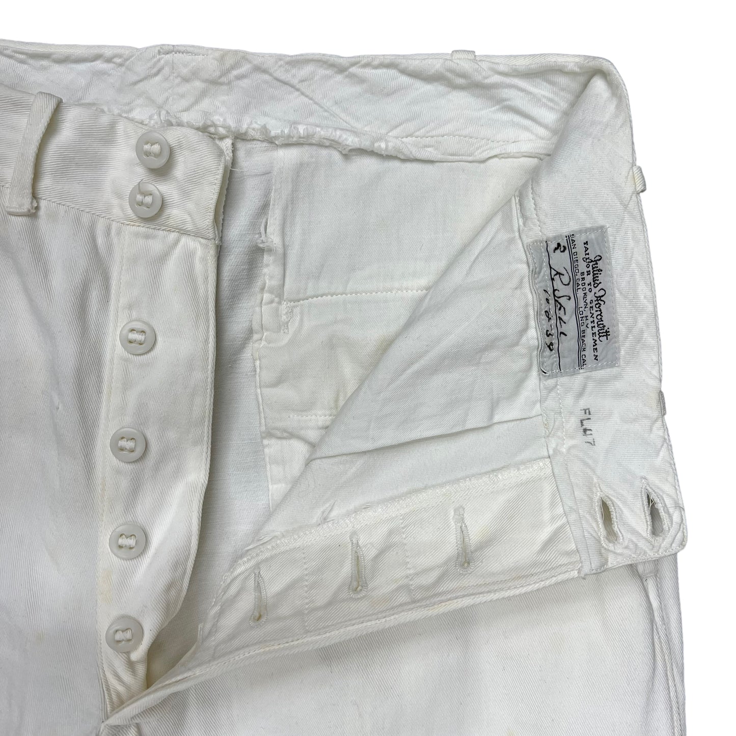 1930s Early WWII white USN sailor pants