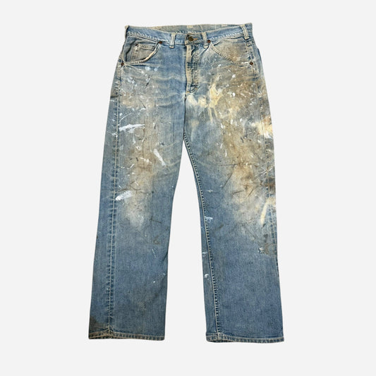 1960s Lee Riders paint splattered half selvedge jeans (32w)