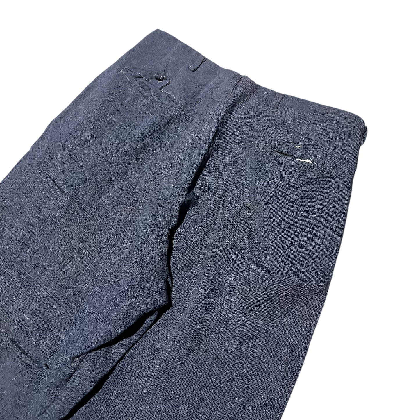 1950s Navy blue rayon/linen pleated pants (32w)