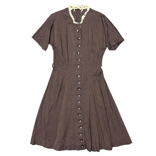 1950s Brown cotton dress (28w)