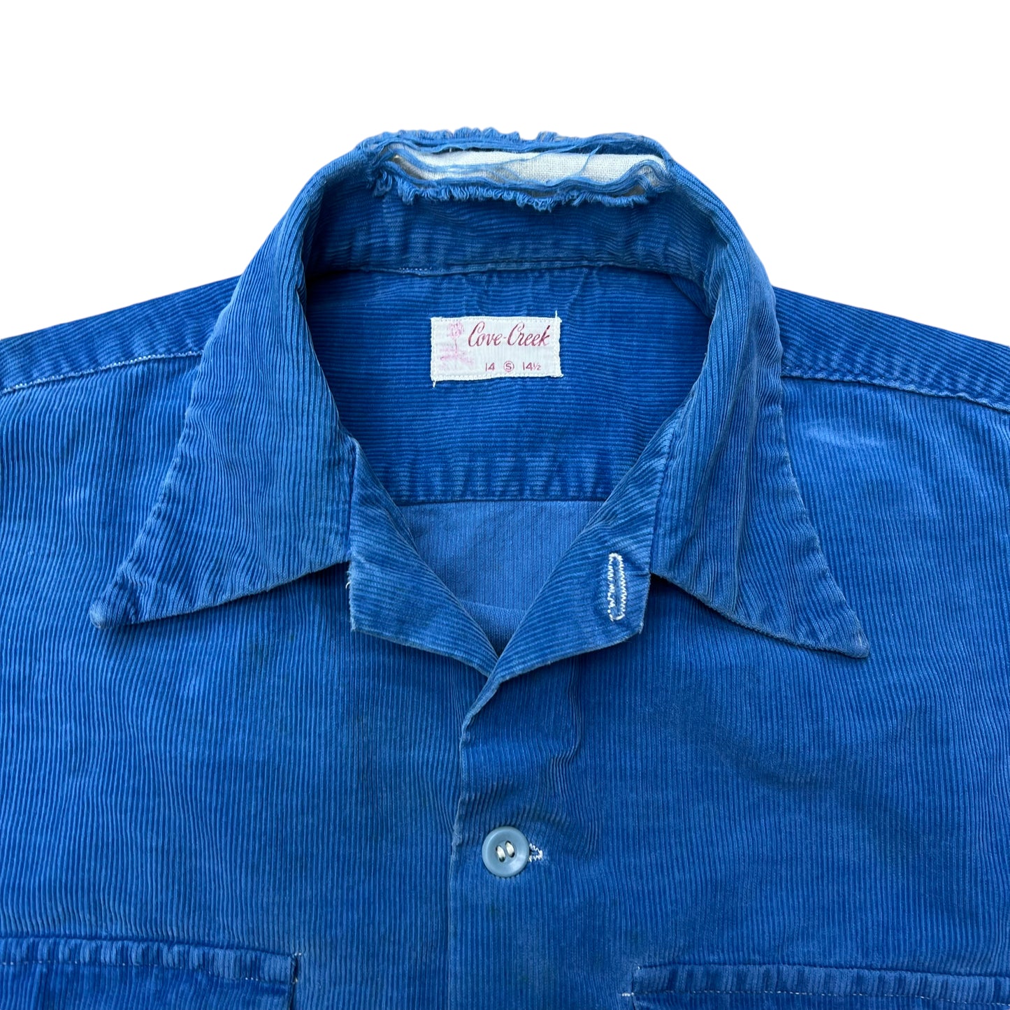 1950s Blue corduroy button up shirt (S/M)