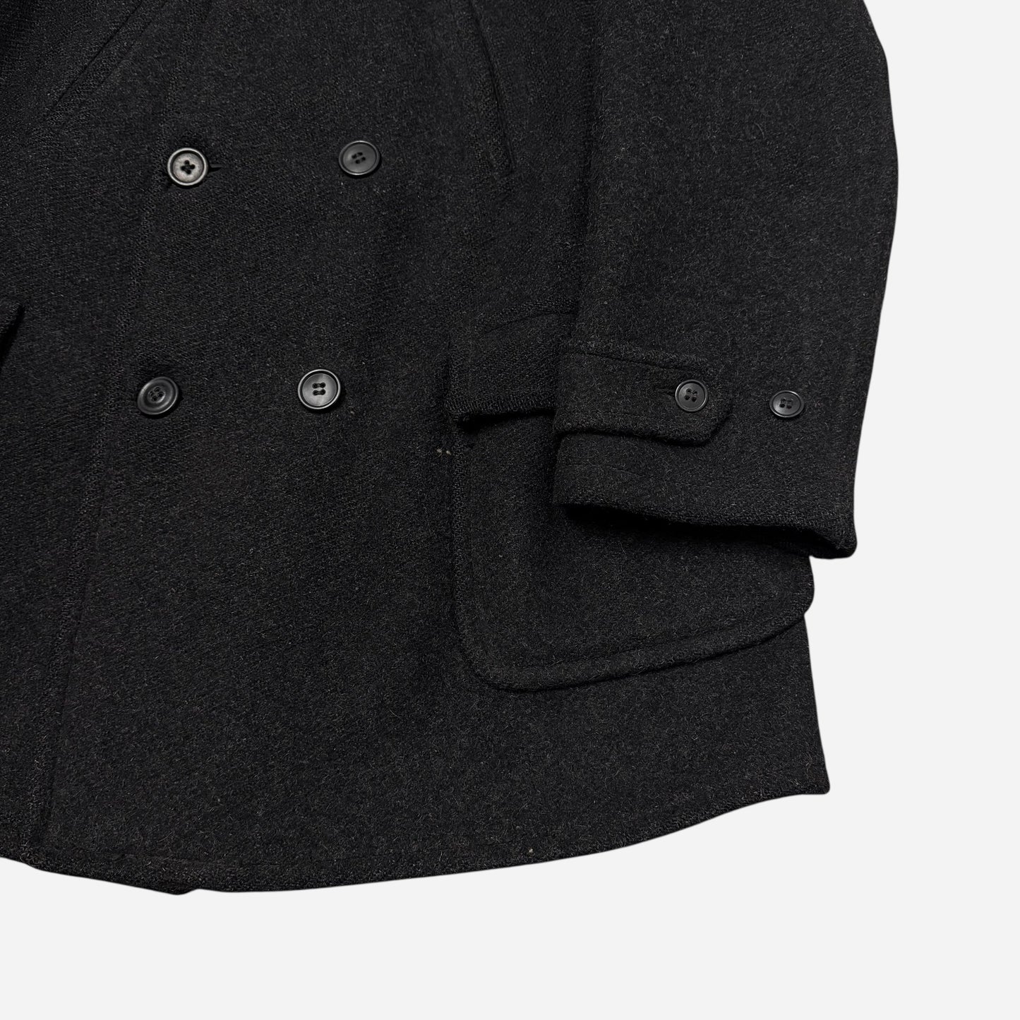 1930s Field & Stream black wool double breasted mackinaw coat (L/XL)