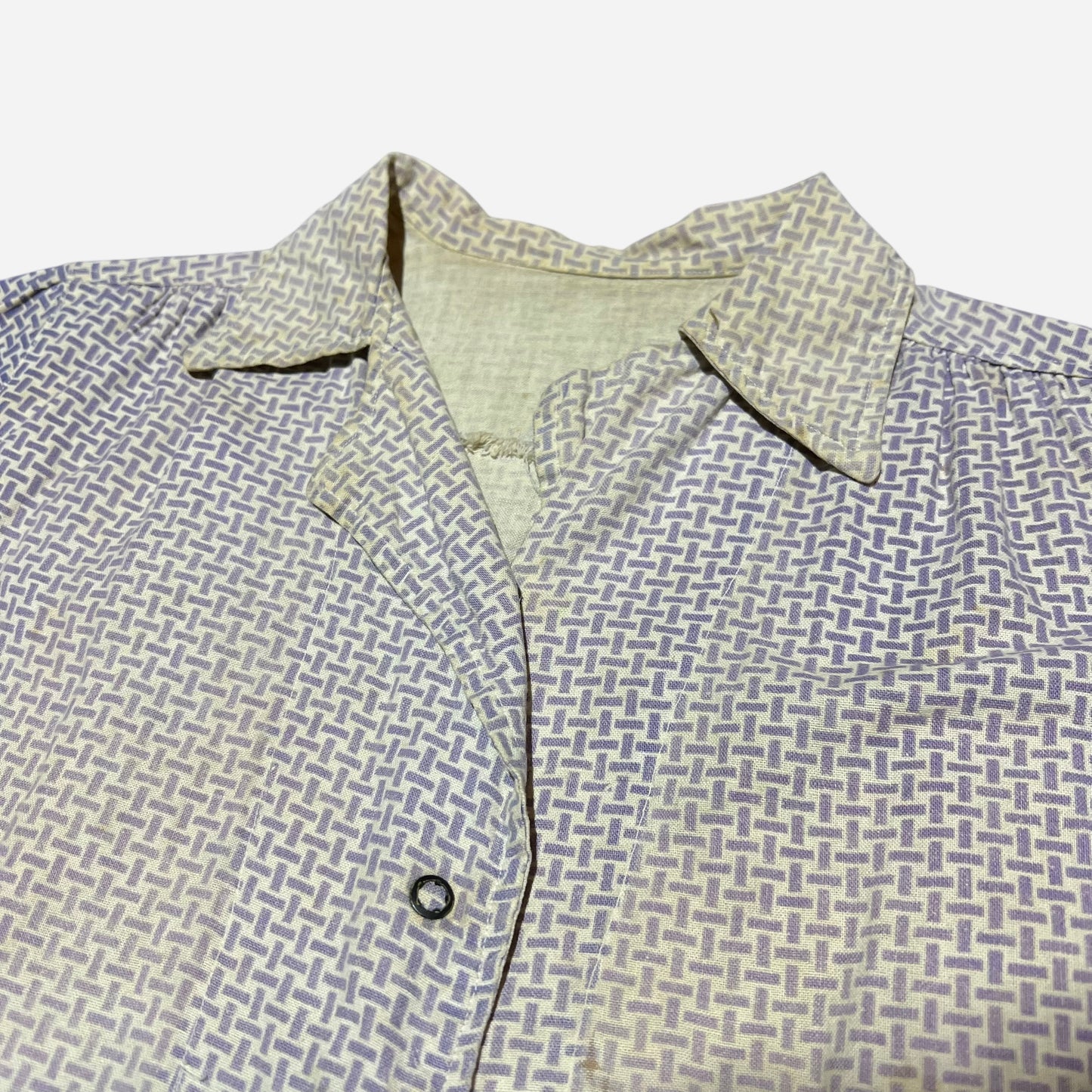 1930s Women’s purple pattern cotton work shirt (M)
