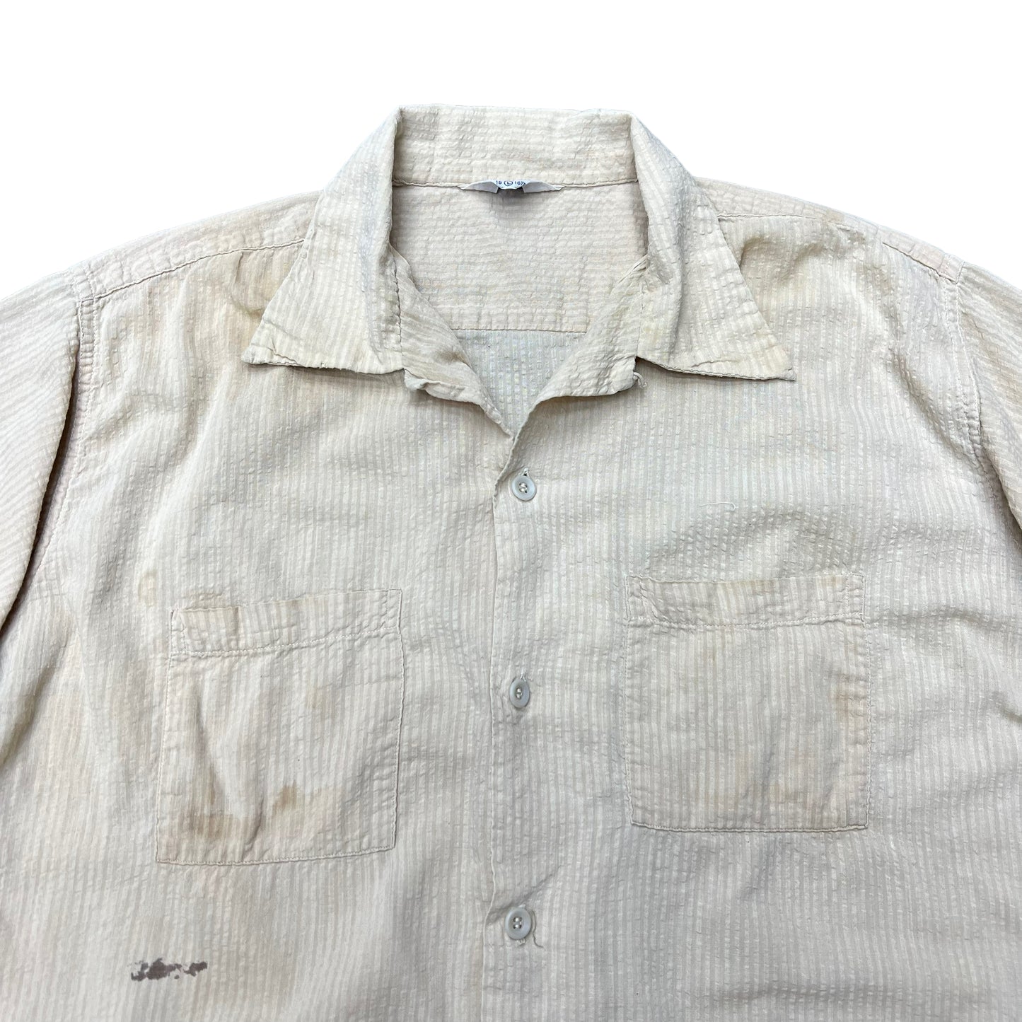 1950s Harper off-white seersucker loop collar shirt (L)