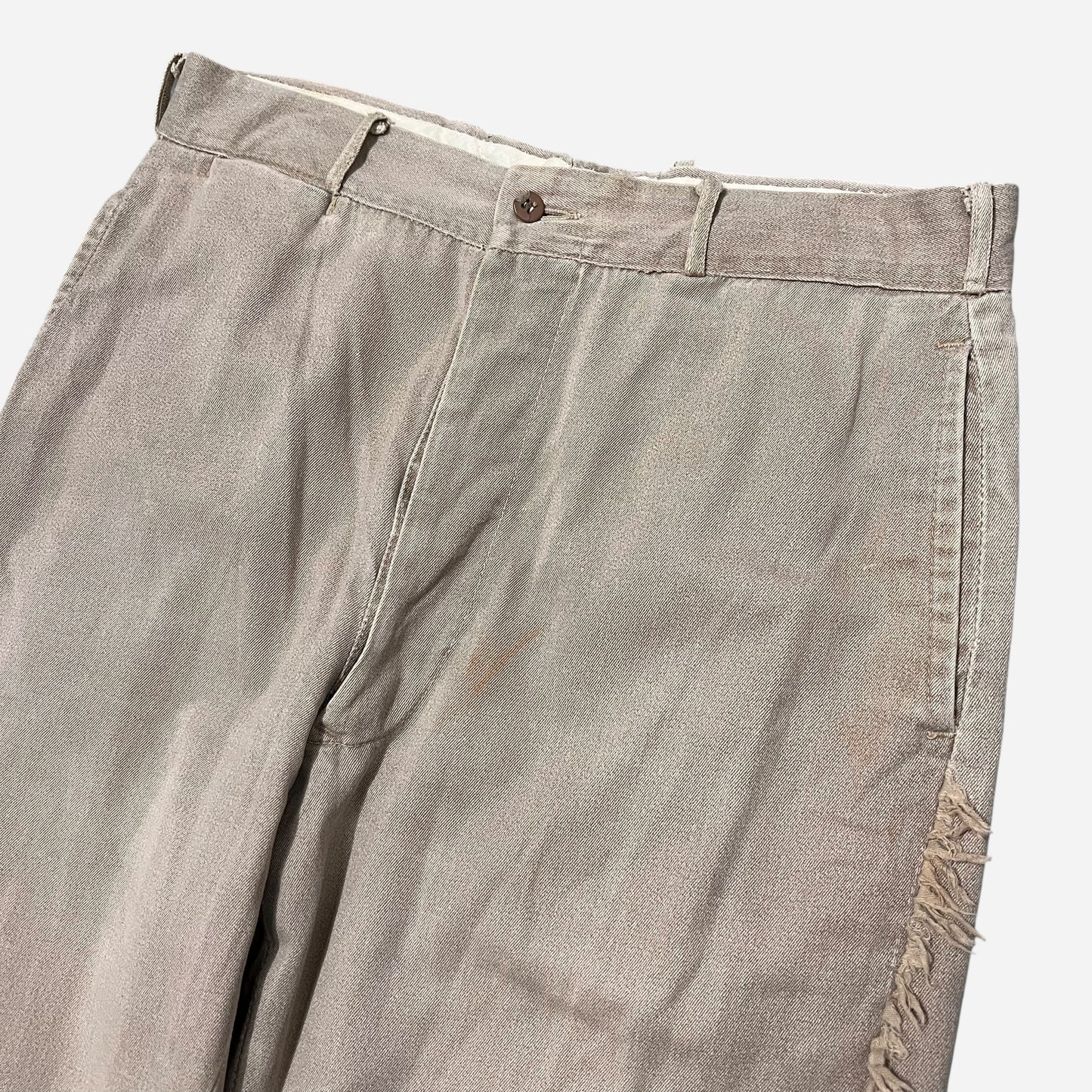 1940s Rodeo modified brown chambray button fly pants (32w)