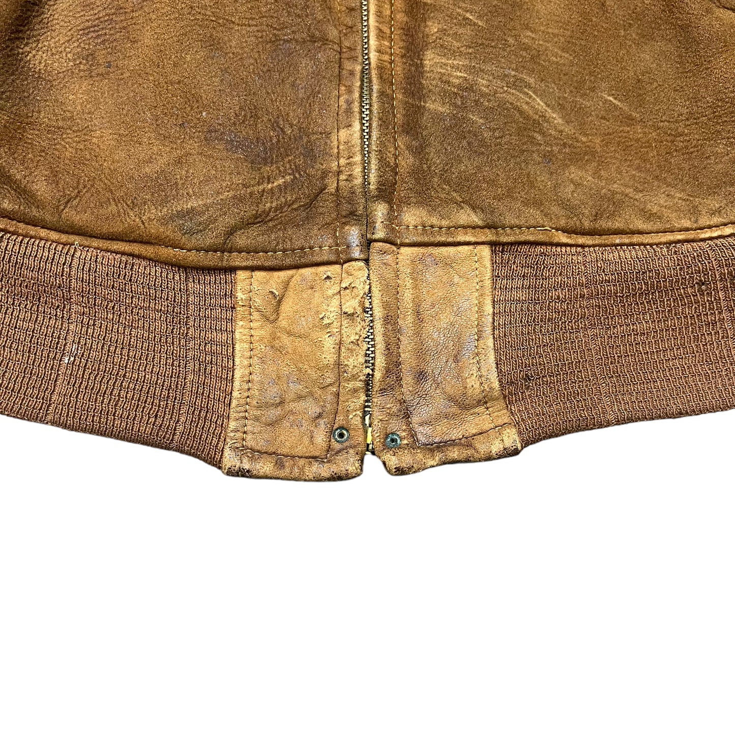 1930s Brown calfskin leather talon grommet zipper jacket (M/L)