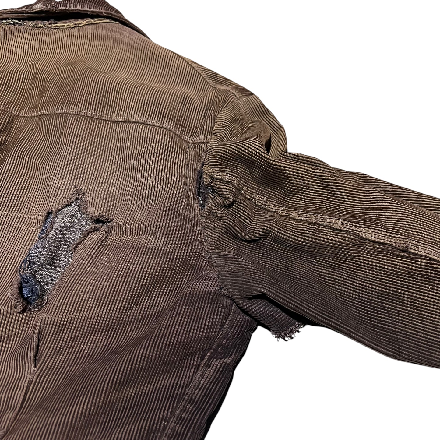 1930s Brown distressed sun faded corduroy work jacket (S/M)