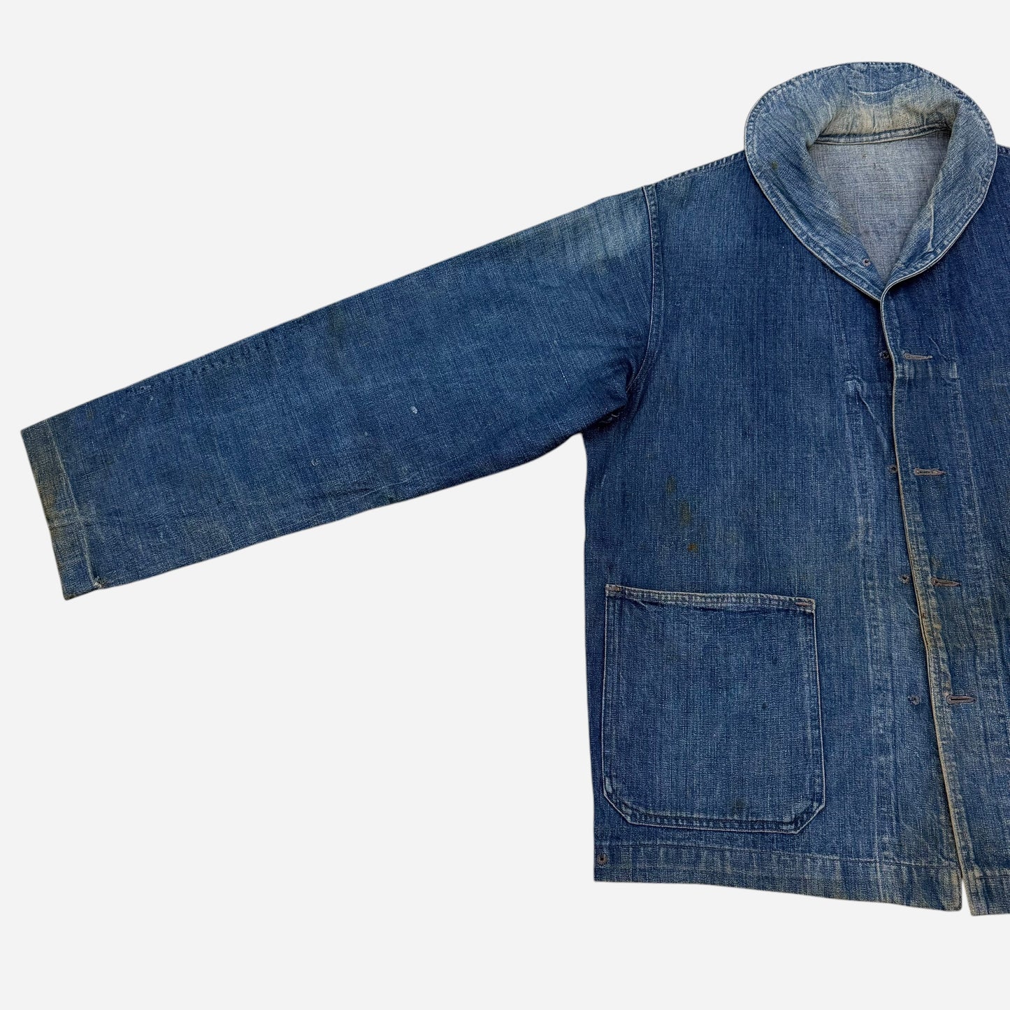 1940s WWII USN denim shawl collar jacket repaired (XL)
