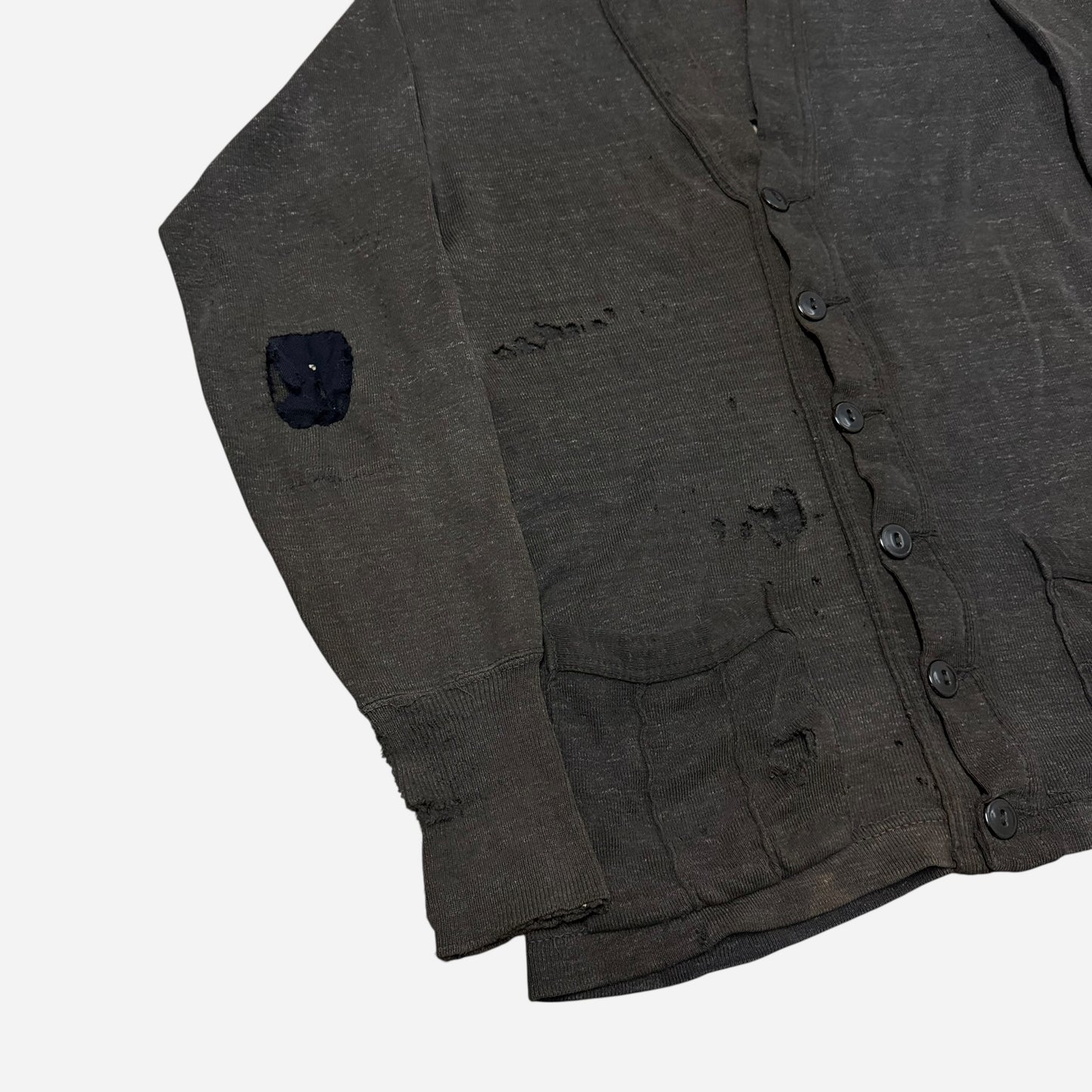 1940s Cotton salt & pepper distressed cardigan (L)