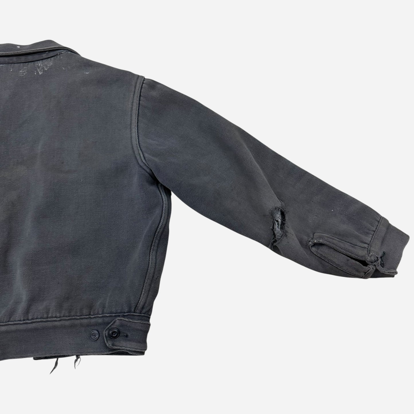 1950s Black sun faded cotton whipcord work jacket (S/M)