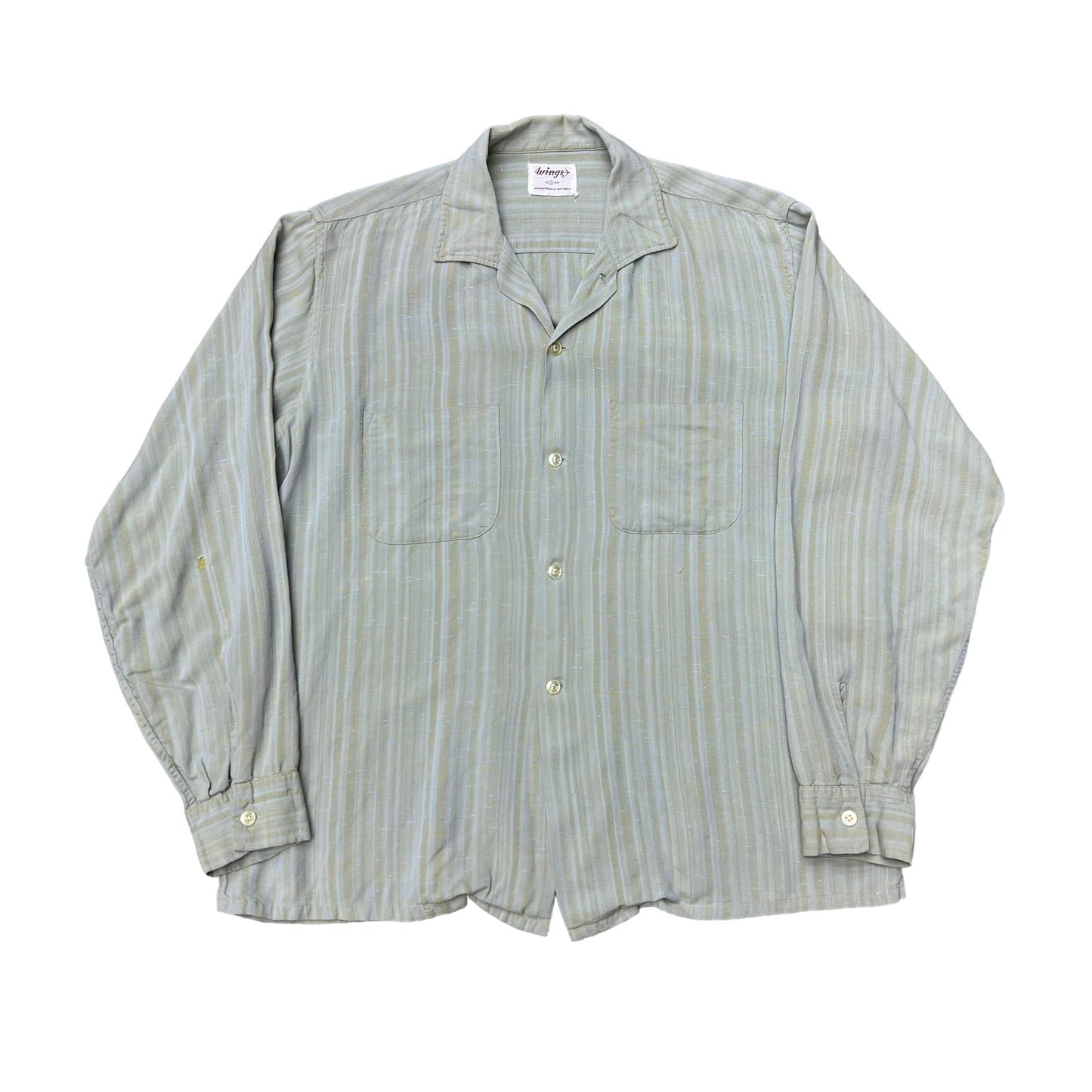 1960s Wings striped fleck rayon shirt (M)