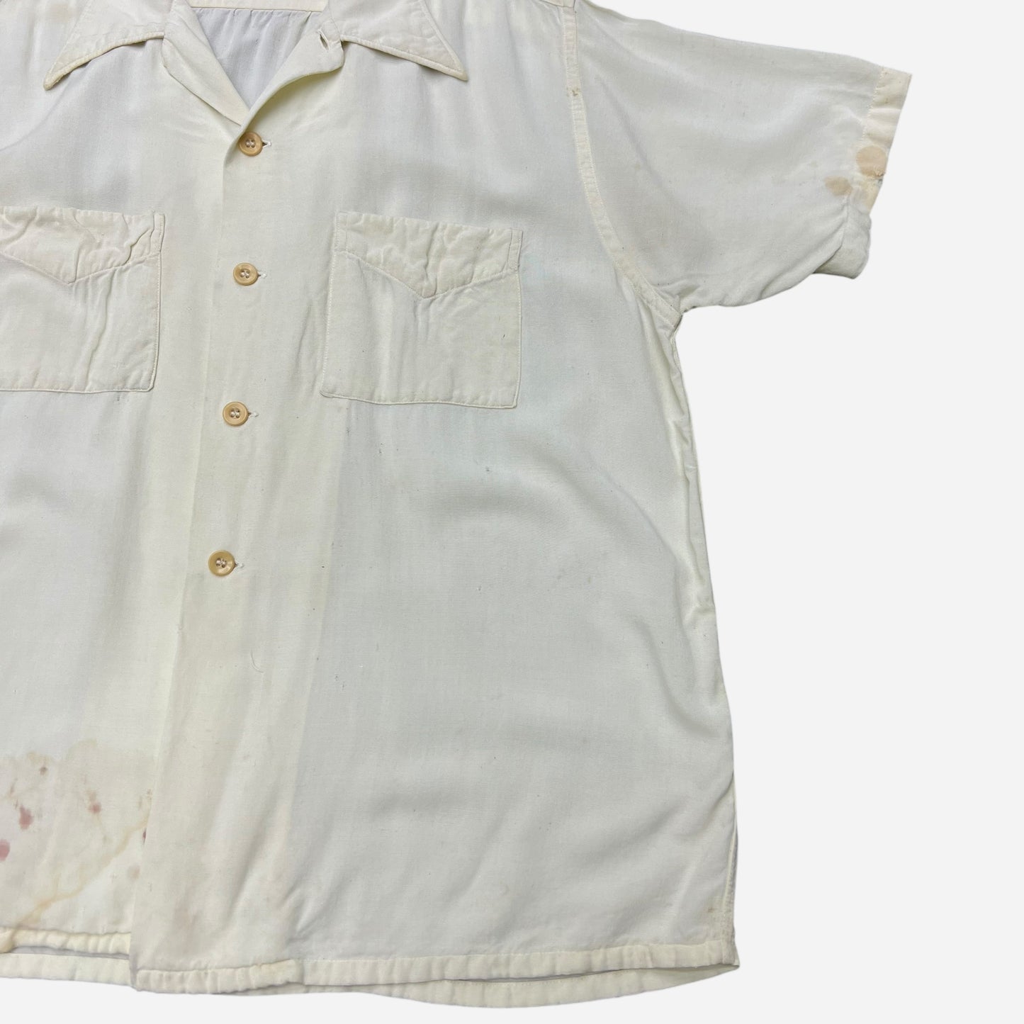 1940s Sun Valley white rayon dart collar shirt (M)
