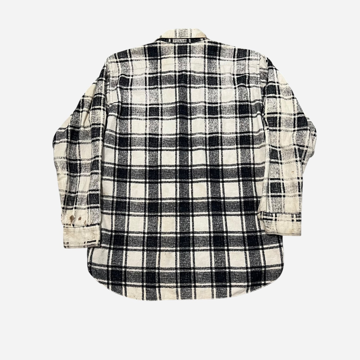 1950s Black & white shadow plaid cotton shirt flannel (M)