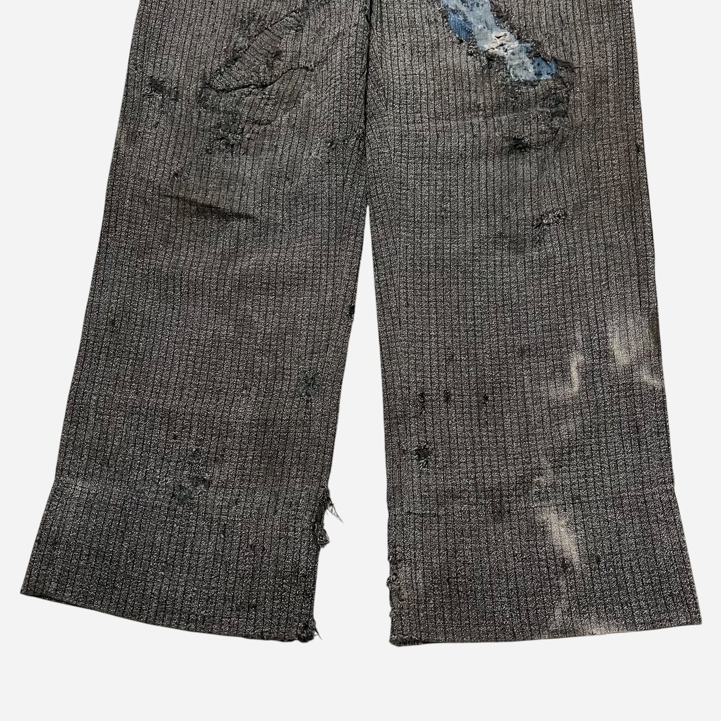 1930s Heavy weave cotton grid pattern repaired pants (31w)