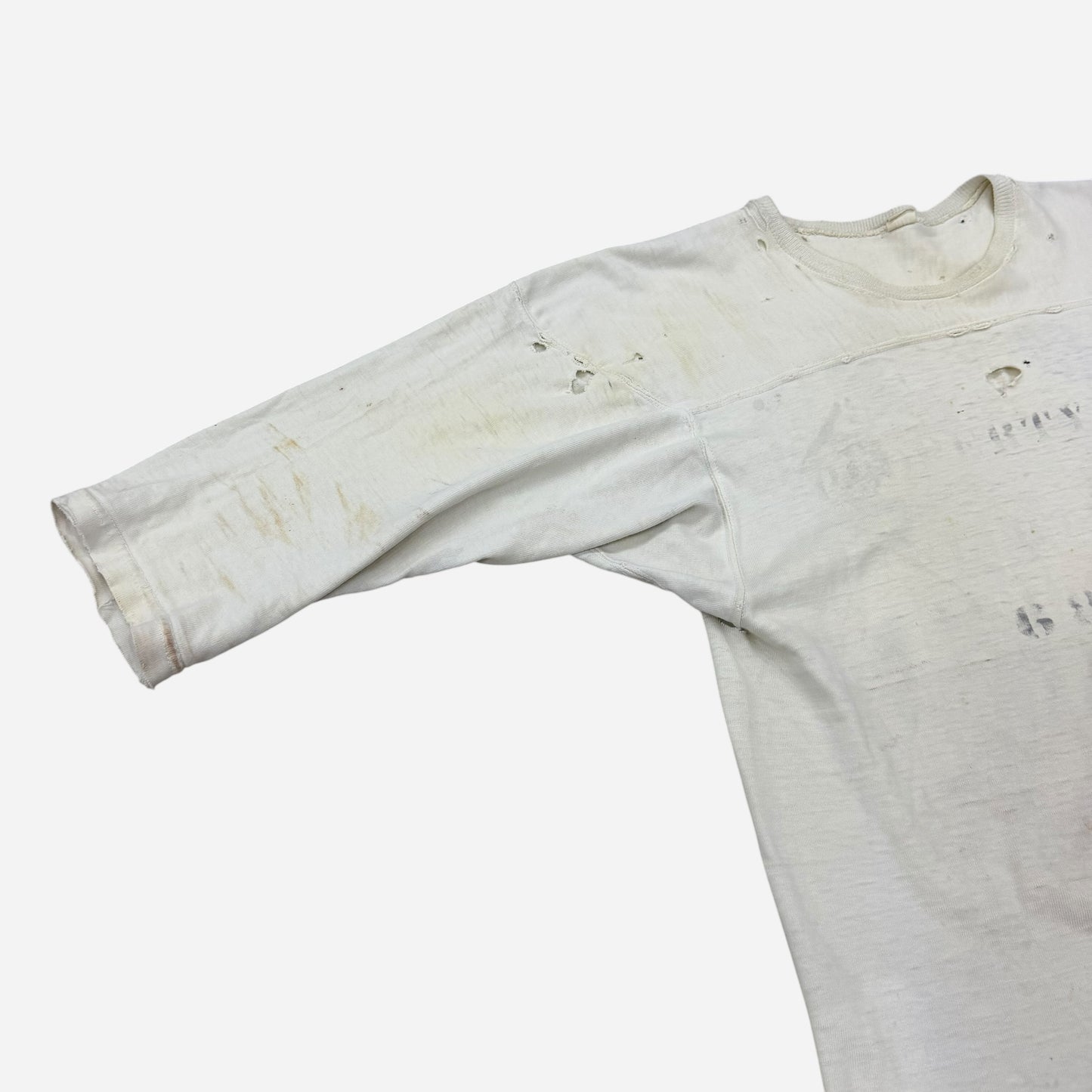 1950s Thrashed white cotton athletic jersey shirt (M)