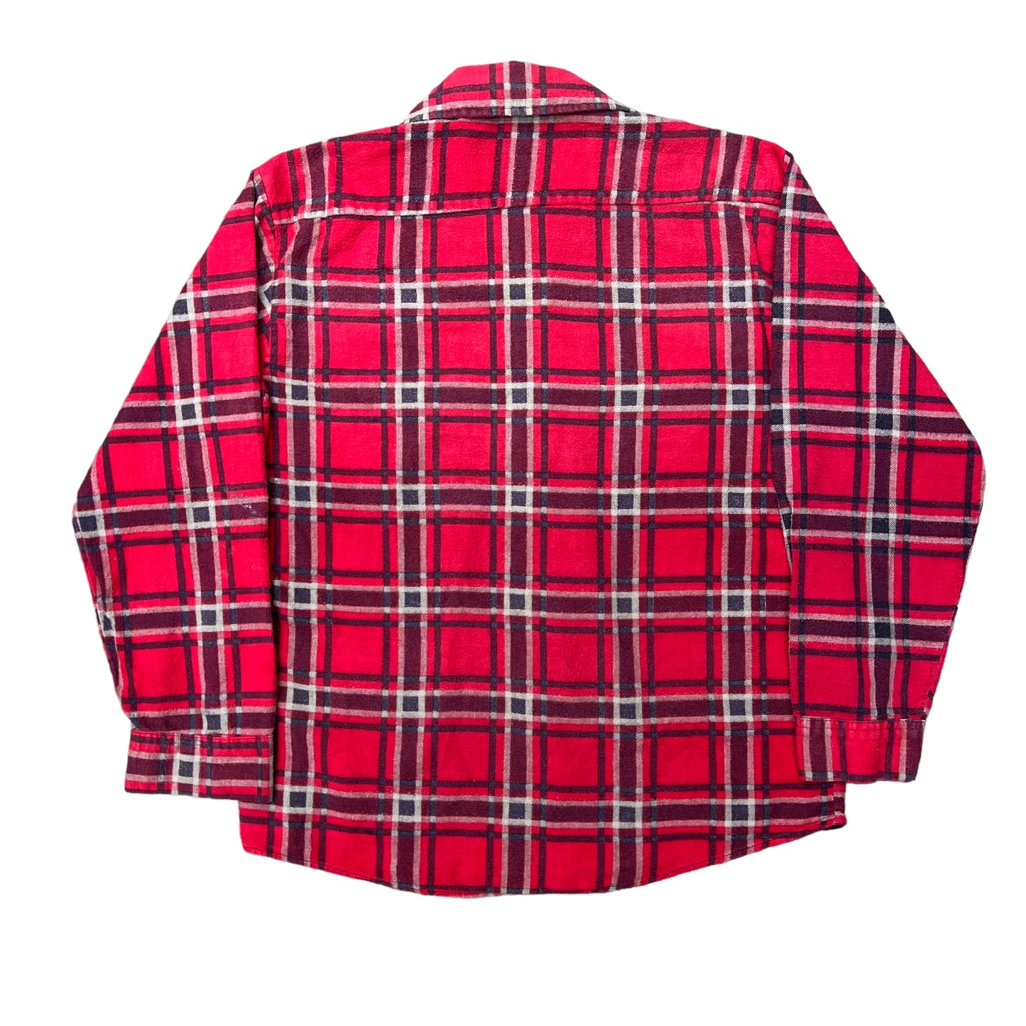 1950s Red cotton printed plaid loop collar shirt (M)