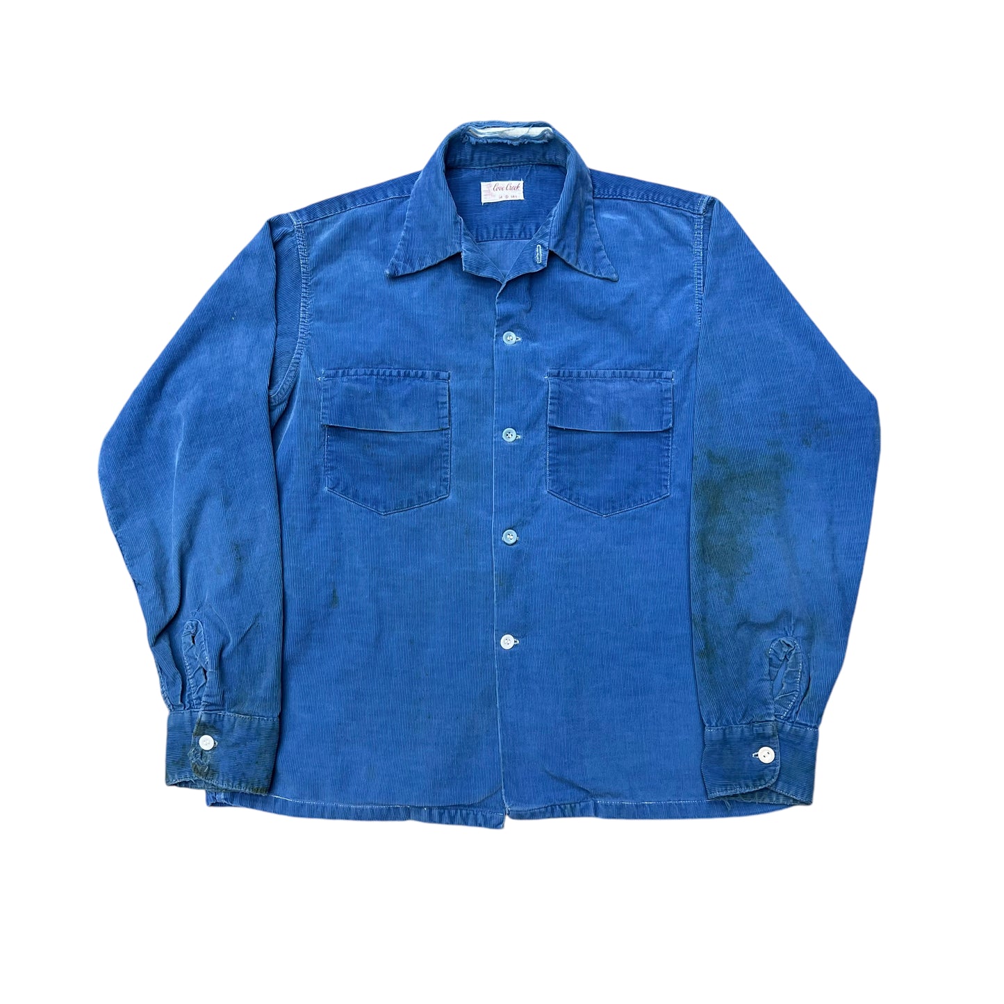 1950s Blue corduroy button up shirt (S/M)