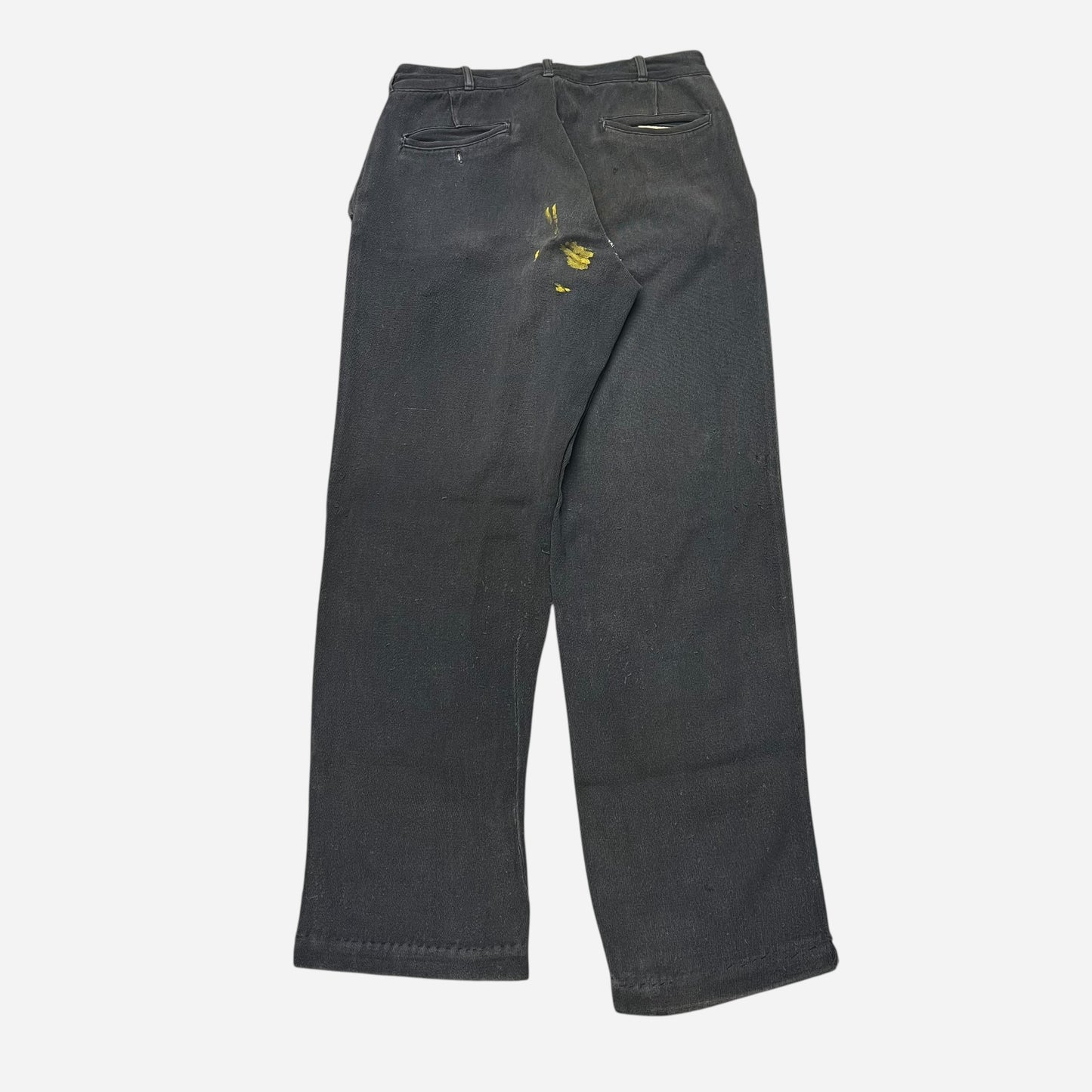 1940s Black button fly whipcord repaired work pants (30w)