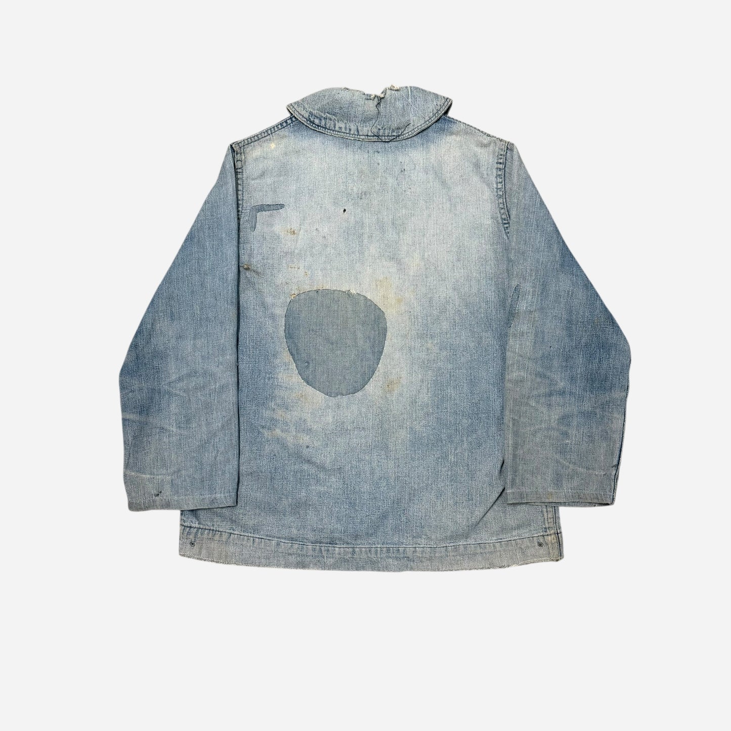 1940s USN denim shawl collar zinc button jacket (M)