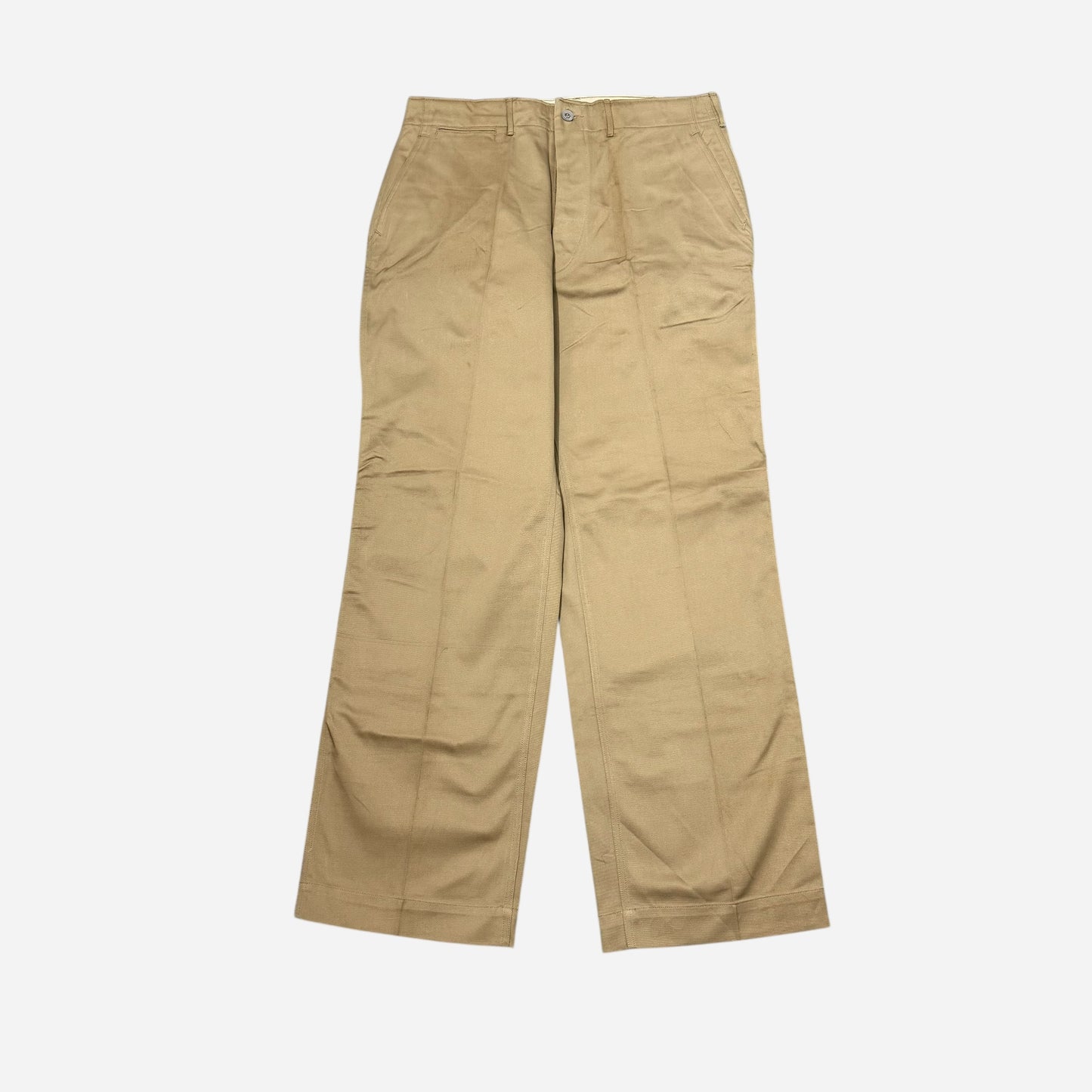 1940s WWII NOS US Army zinc button khaki chinos (34w)