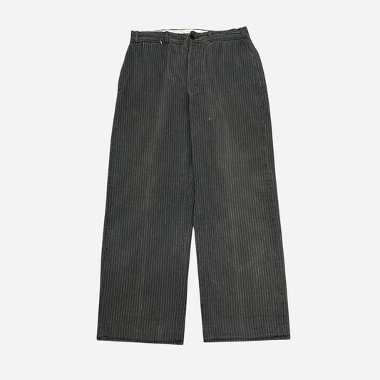 1940s Gray striped button fly heavy cotton work pants (29w)