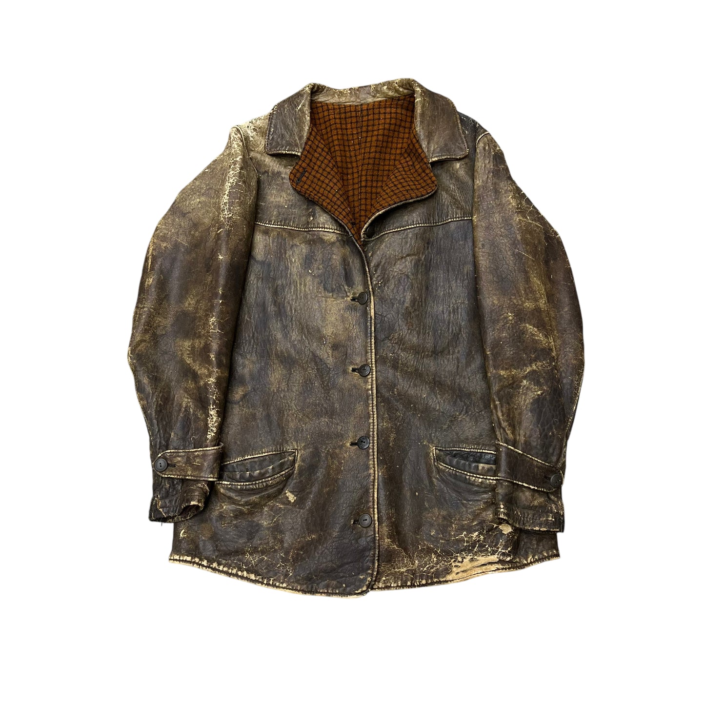 1930s Brown leather car coat (S/M)