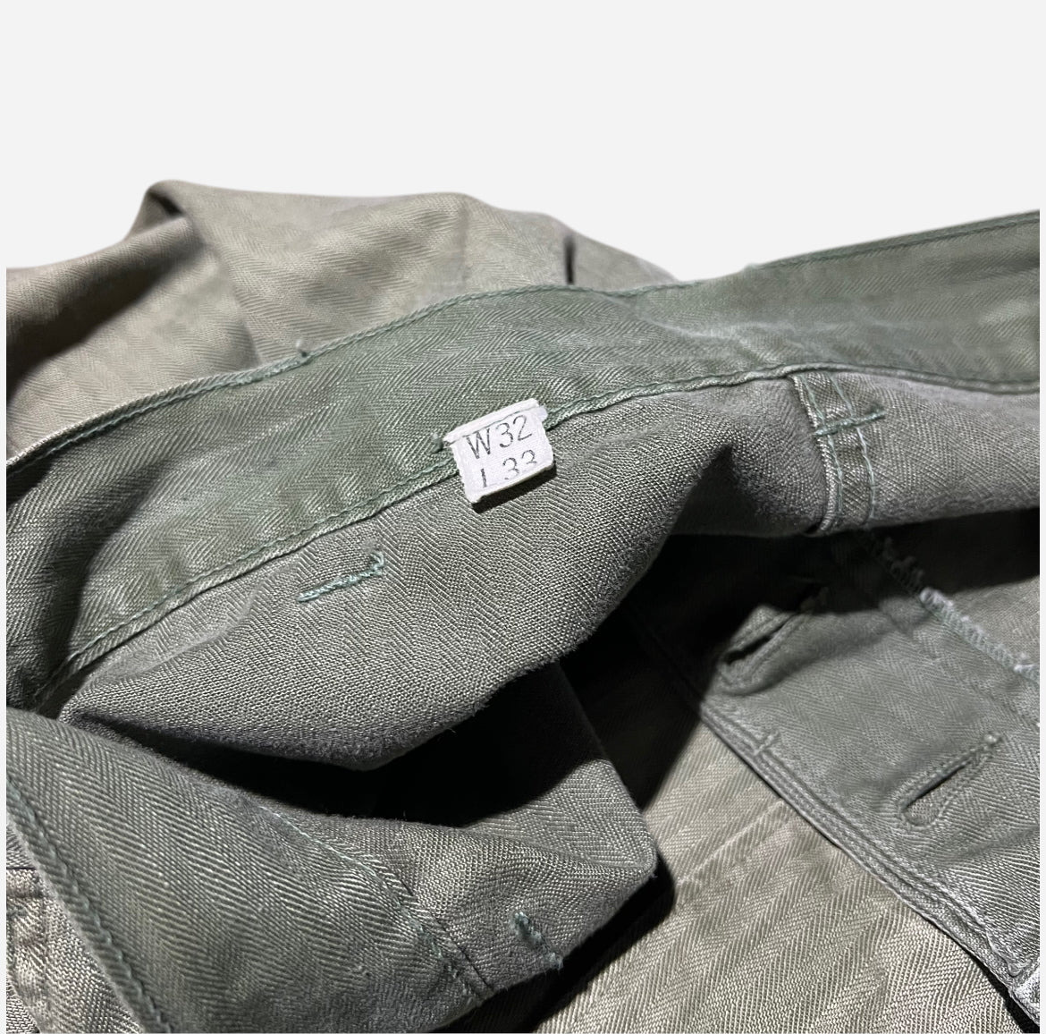 1940s 13 star green hbt cargo pocket pants (32w)