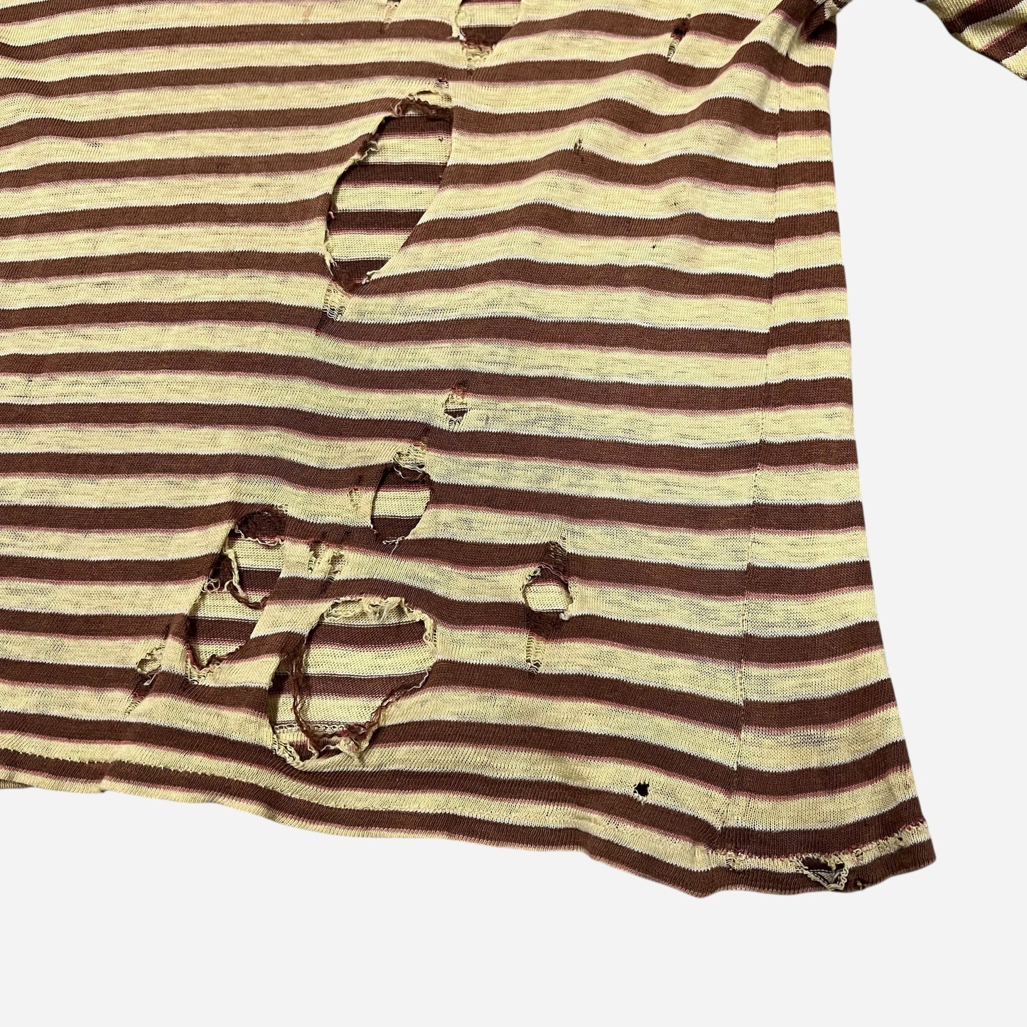 1940s Yellow and brown striped t shirt (S)