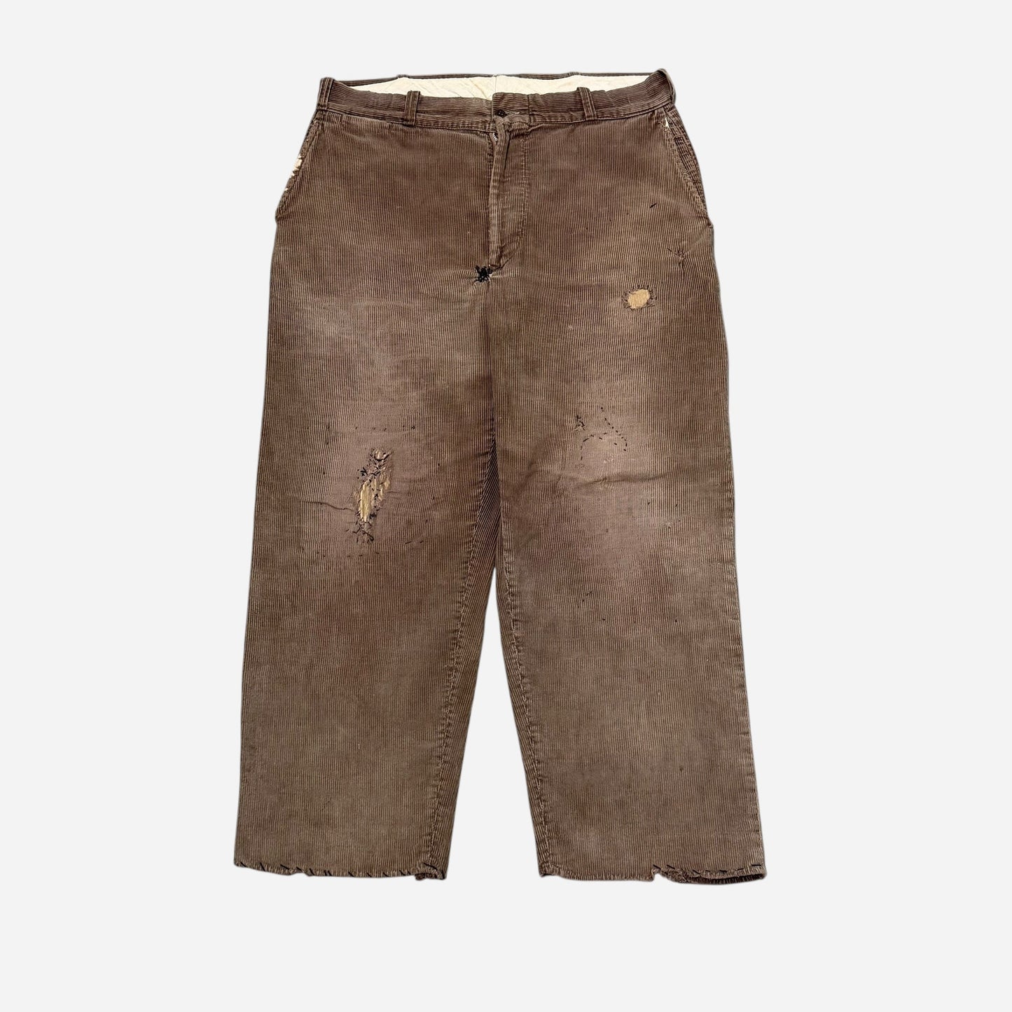 1950s Brown repaired corduroy pants (34w)