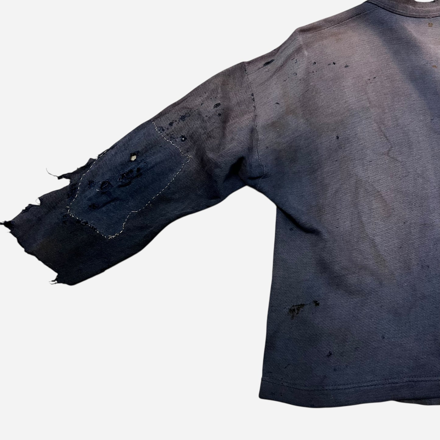 1940s Blue sun faded cotton sweatshirt cardigan (L)