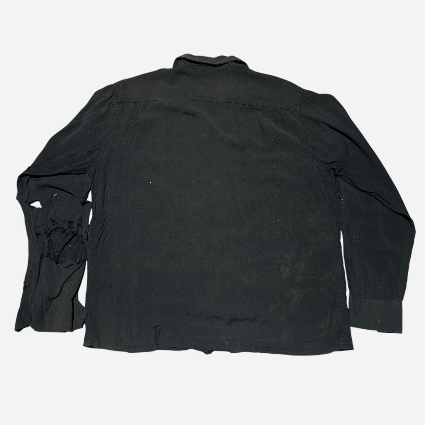 1950s Black rayon loop collar shirt (M)