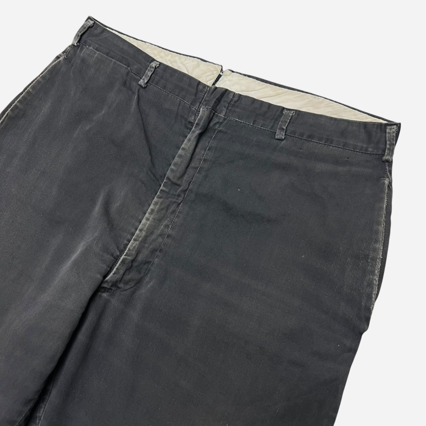 1950s Black cotton buckle back work pants (33w)