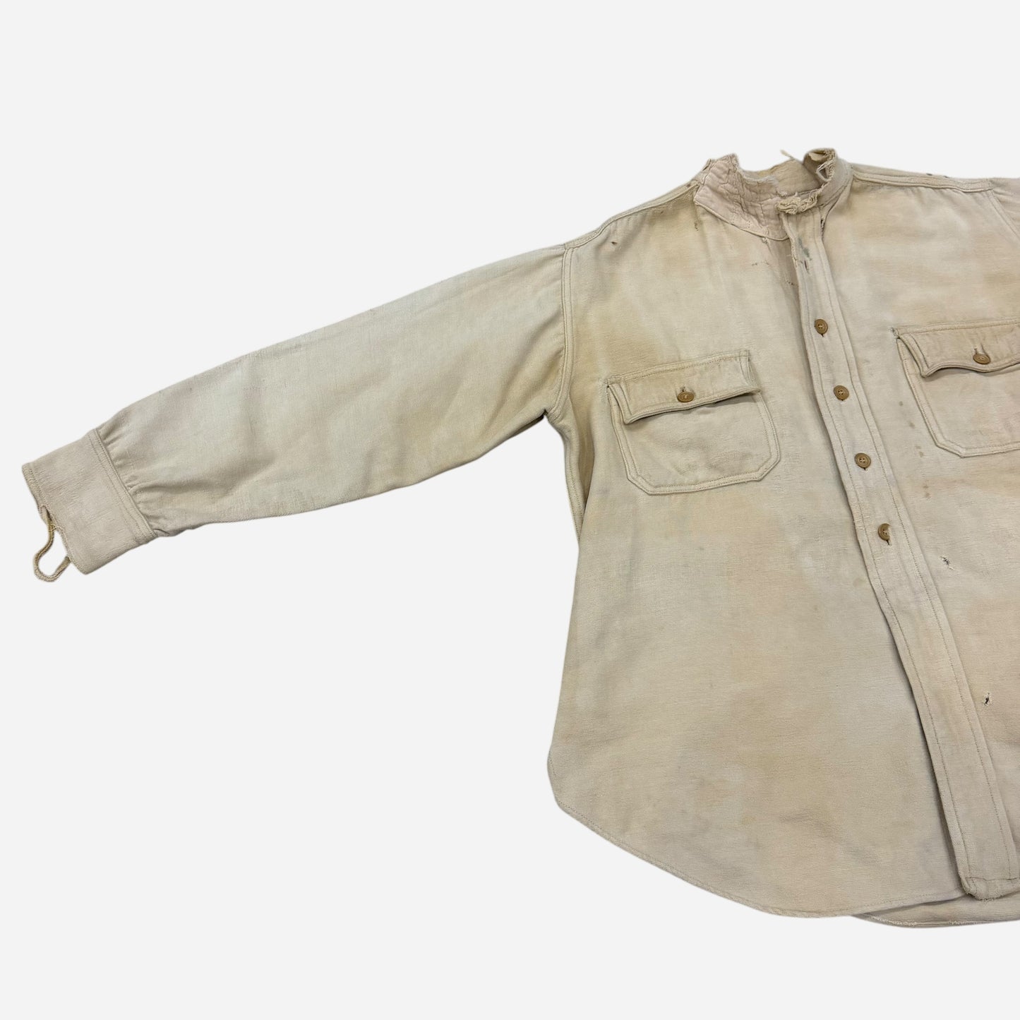 1930s Heavy cotton moleskin collarless work shirt (M/L)