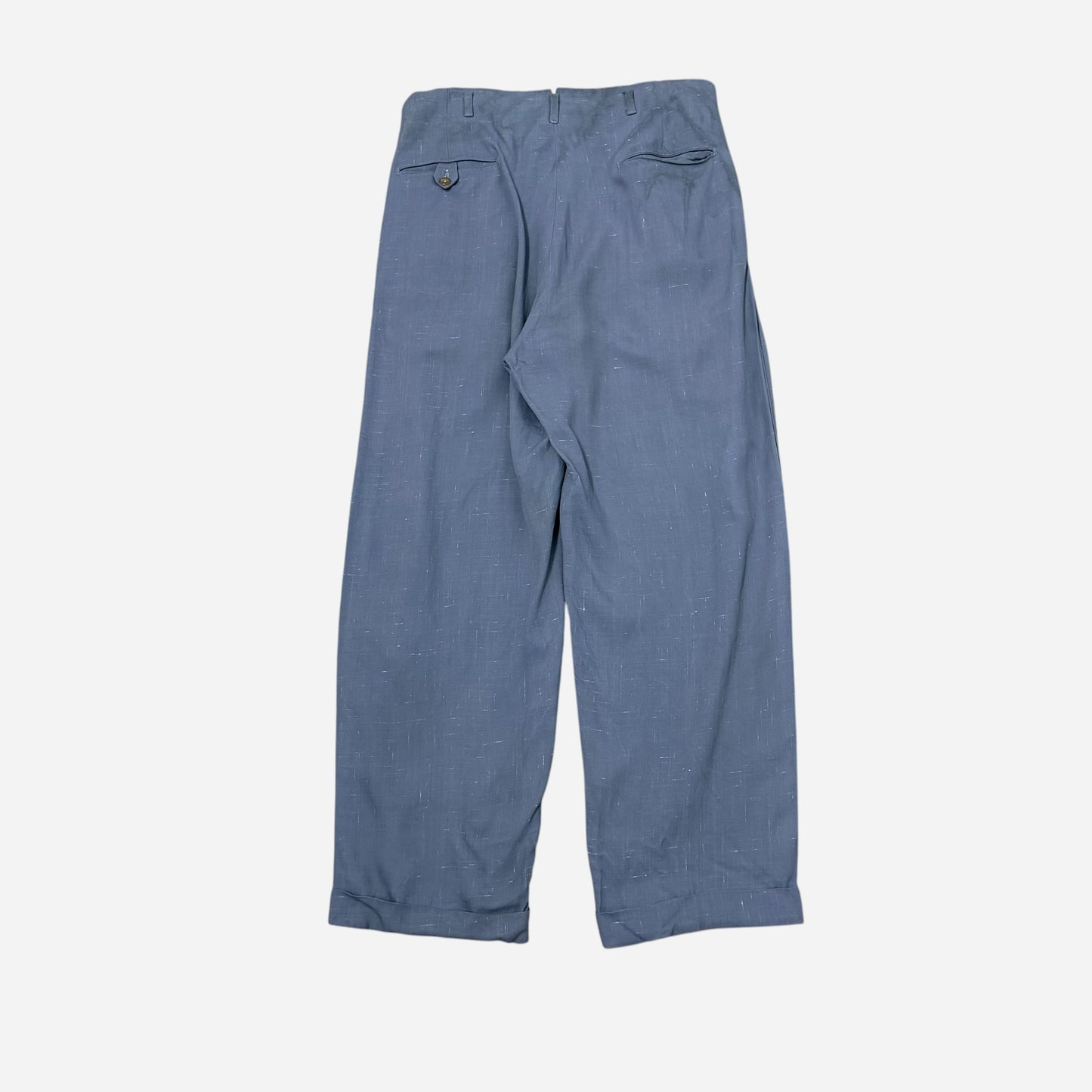 1950s Light blue rayon fleck pattern pleated pants (32w)