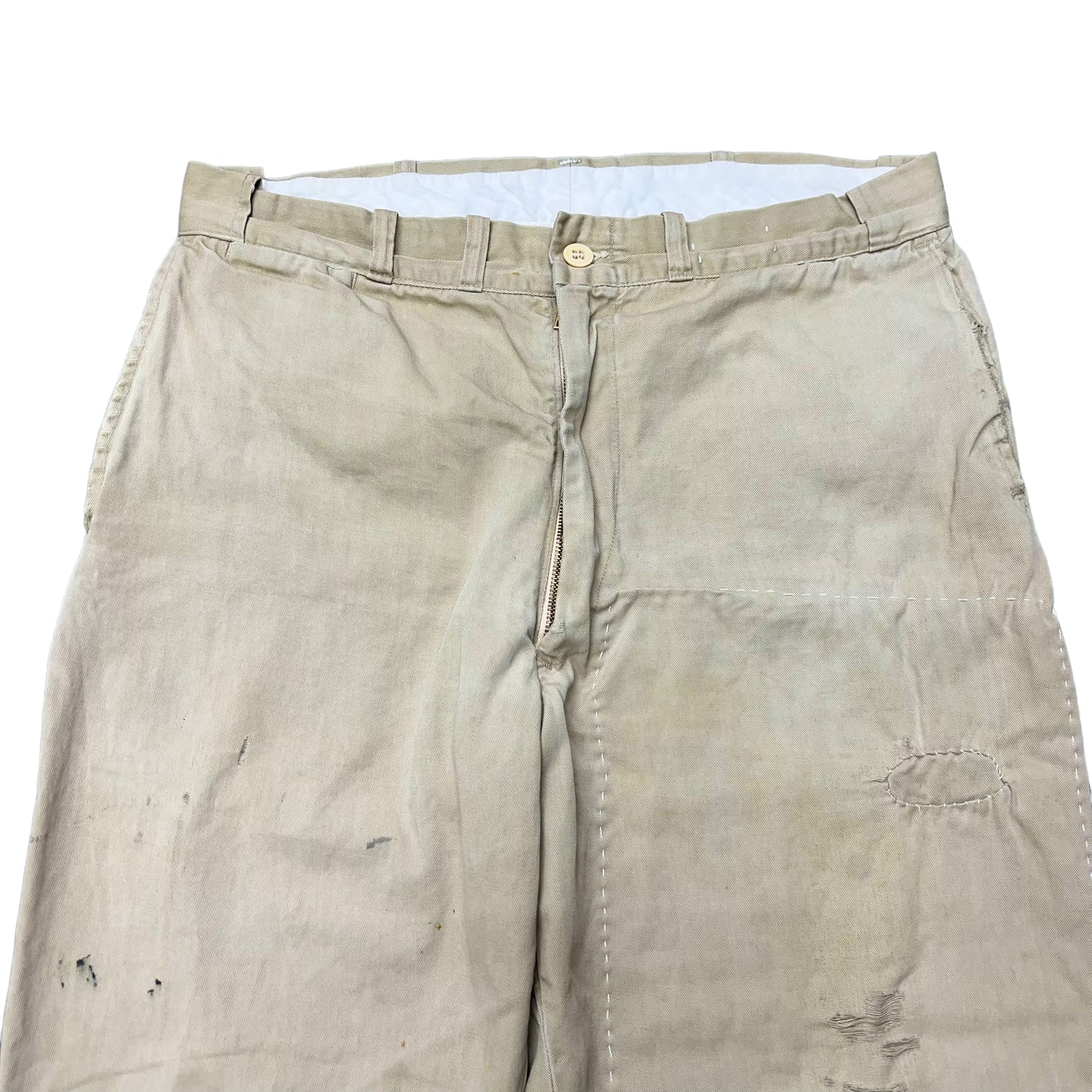 1950s 1960s Repaired khaki work pants (34w)