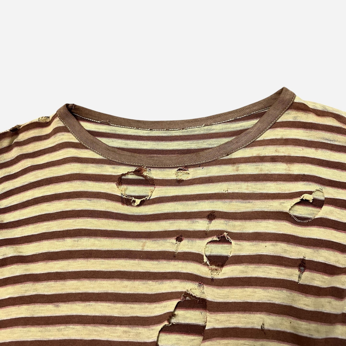 1940s Yellow and brown striped t shirt (S)